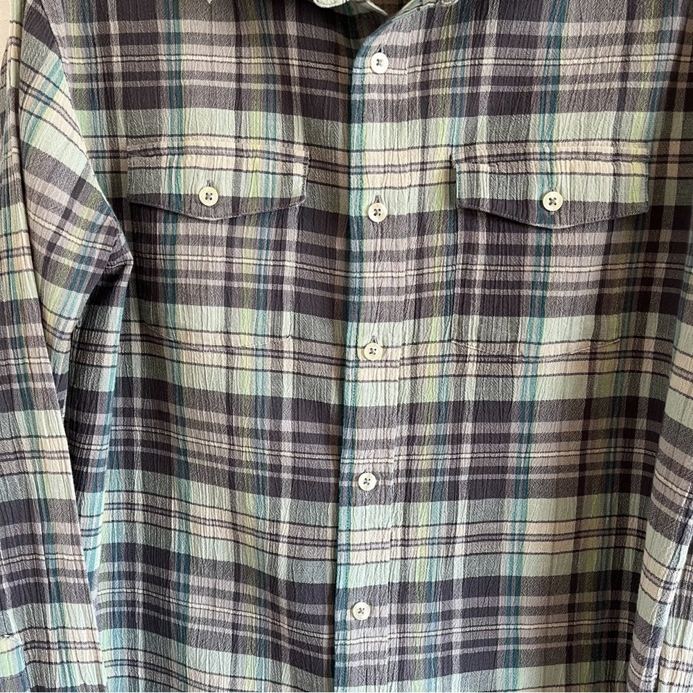 Patagonia Organic Cotton Plaid Button Up Shirt Green/Charcoal Size Med - Picture 4 of 9